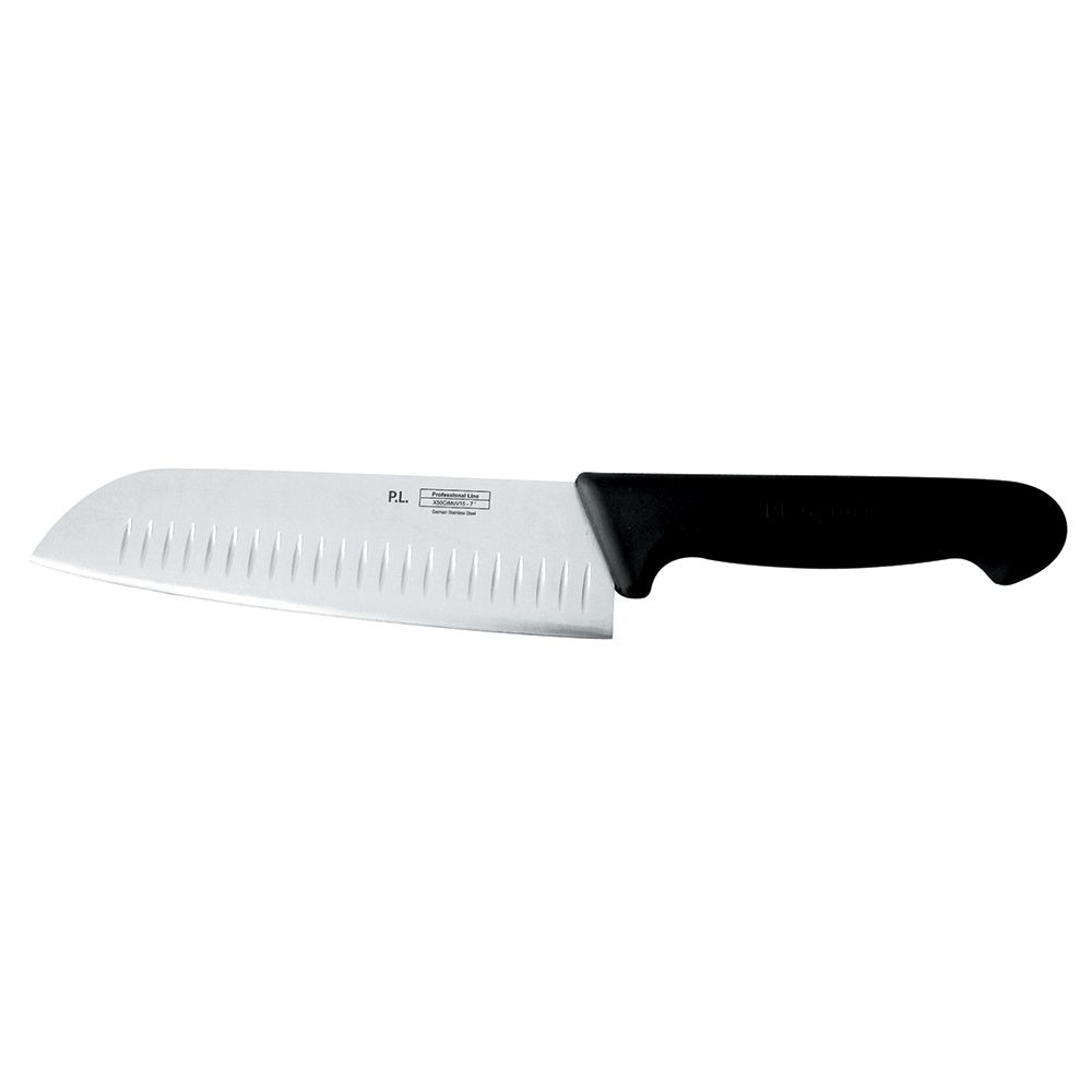Шеф-нож PRO-Line "Сантоку" 17,5 см, ручка пластиковая черная, P.L. Proff Cuisine 99005026. Фото