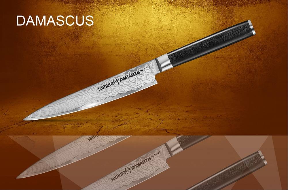 Нож кухонный универсальный SAMURA Damascus SD-0023/16. Фото