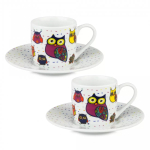 Koenitz Набор из 2 кофейных пар эспрессо "Разноцветные животные - совы" 11 5 054 1400. Фото