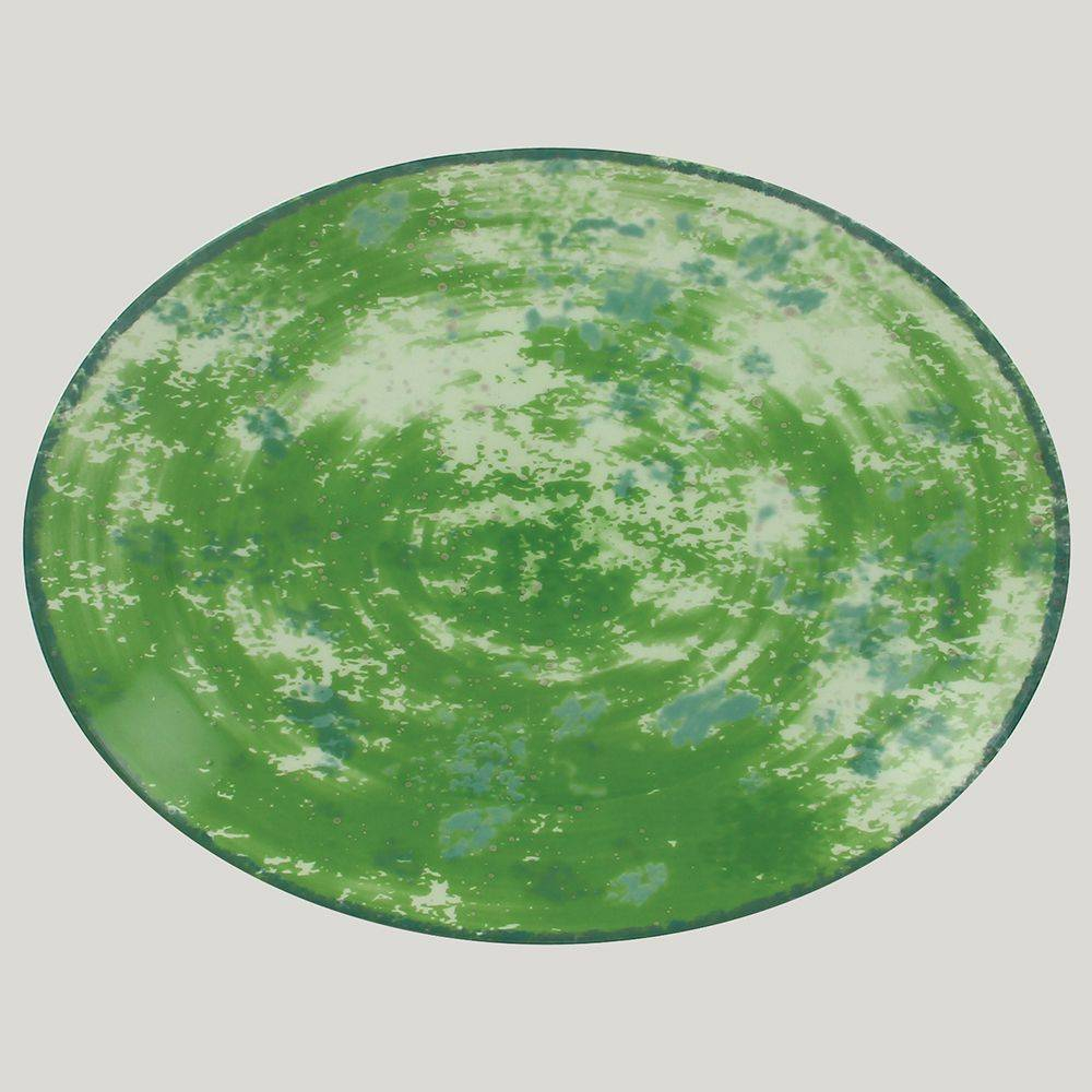 Тарелка RAK Porcelain Peppery овальная плоская 21*15 см, зеленый цвет 81220624. Фото