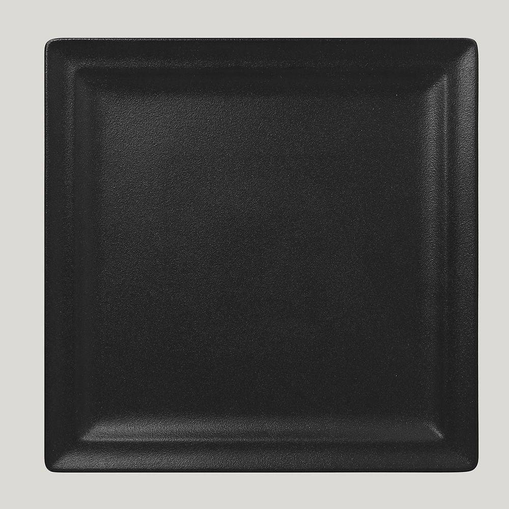 Тарелка RAK Porcelain NeoFusion Volcano квадратная плоская, 30 см (черный цвет) 81221222. Фото