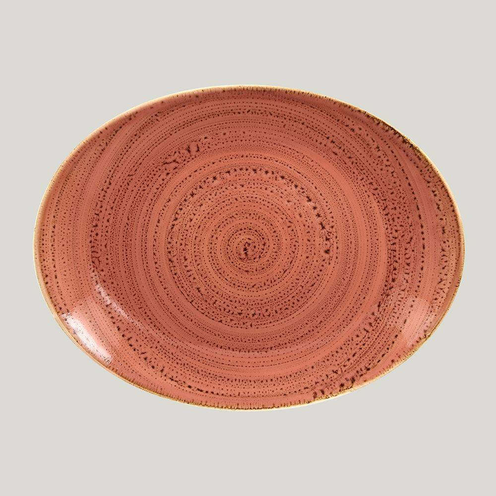 Овальная тарелка RAK Porcelain Twirl Coral 32*23 см 81220464. Фото