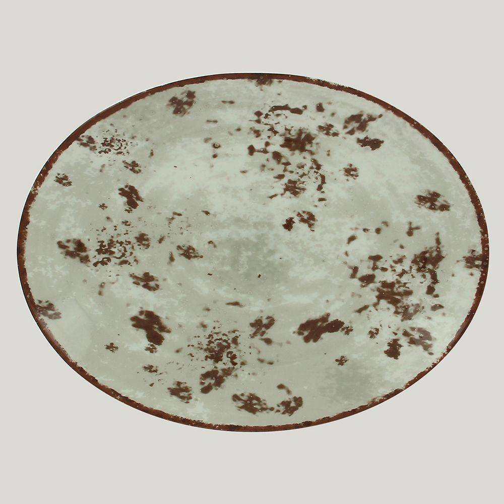 Тарелка RAK Porcelain Peppery овальная плоская 32*23 см, серый цвет 81220351. Фото