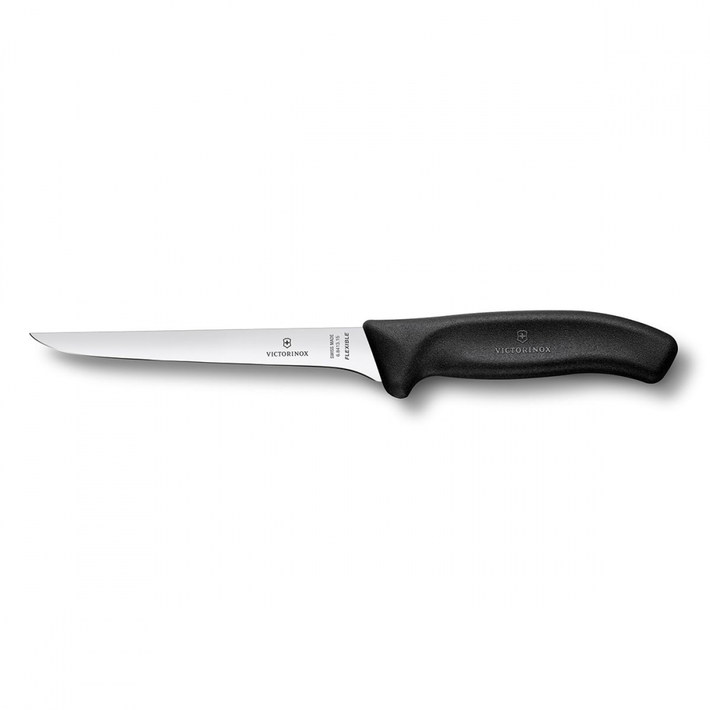 Нож обвалочный, гибкое лезвие 15 см, черный Victorinox в блистере 81249874. Фото