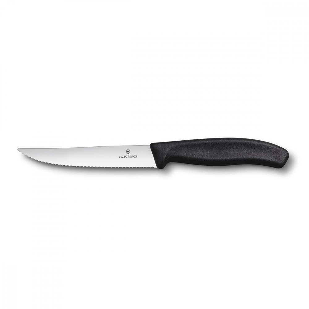 Нож для стейка 12 см,волнистое лезвие.черный.Victorinox в блистере (2шт) 81249870. Фото