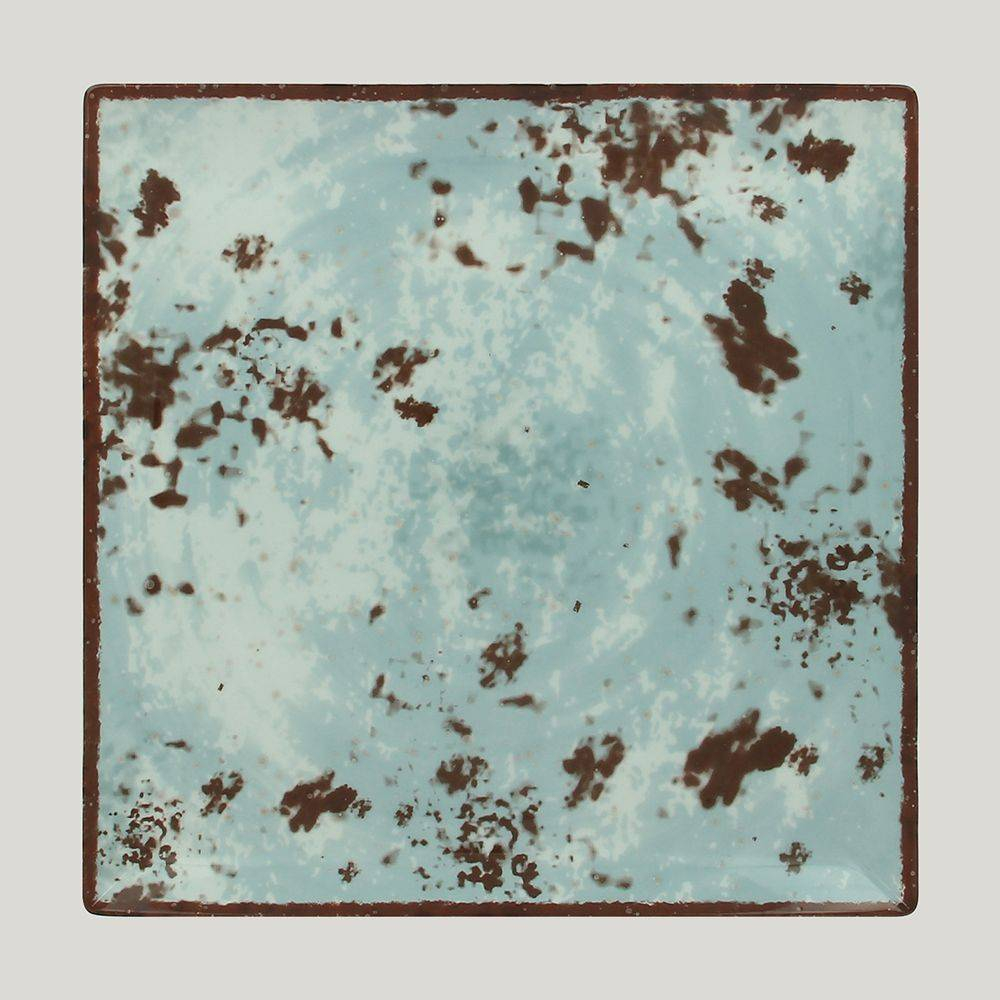 Тарелка RAK Porcelain Peppery квадратная 30*30 см, h 2 см, голубой цвет 81220622. Фото
