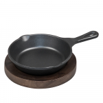 Сковородка алюминиевая черная (12.4*2,5 см) для подачи на деревянной подставке, P.L. Proff Cuisine 81241074. Фото